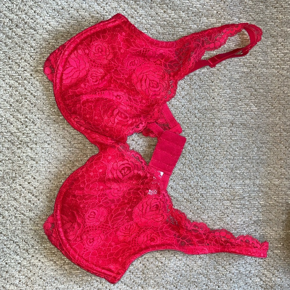 Red lace bra